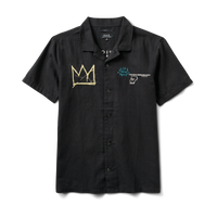 The front of Roark men's Gonzo Basquiat Camp Collar Shirt - Black