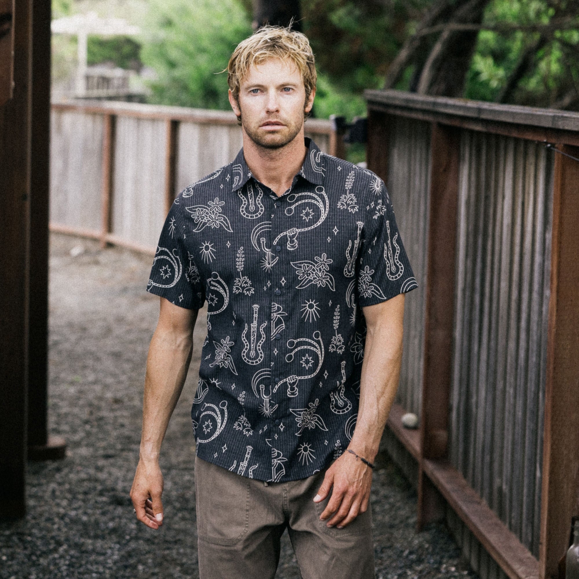 Bless Up Button Up Shirt in Blue Wave – Roark - Main Image