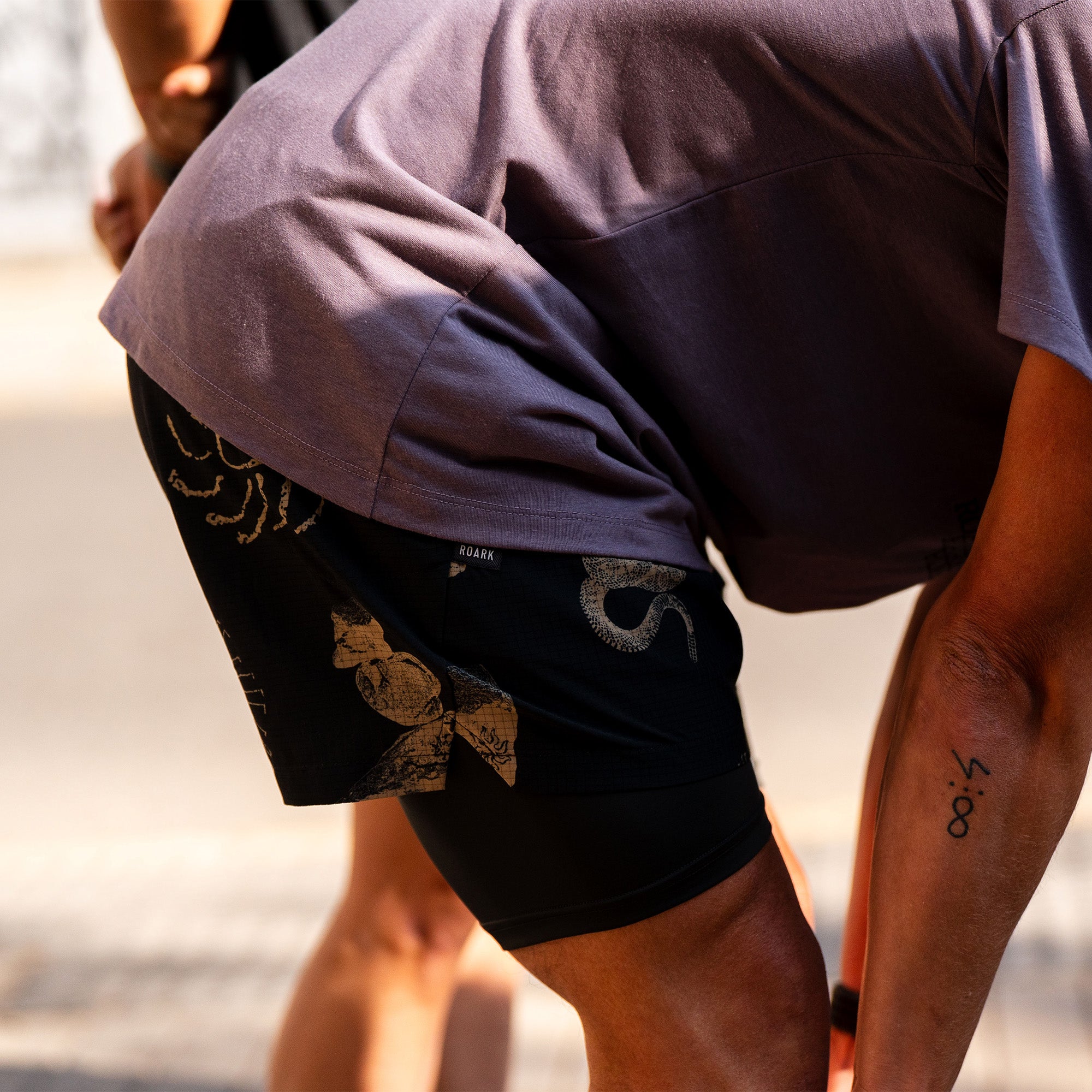 Versatile Roark men's active shorts in a mid-calf length, perfect for adventures ranging from surfing to exploring.