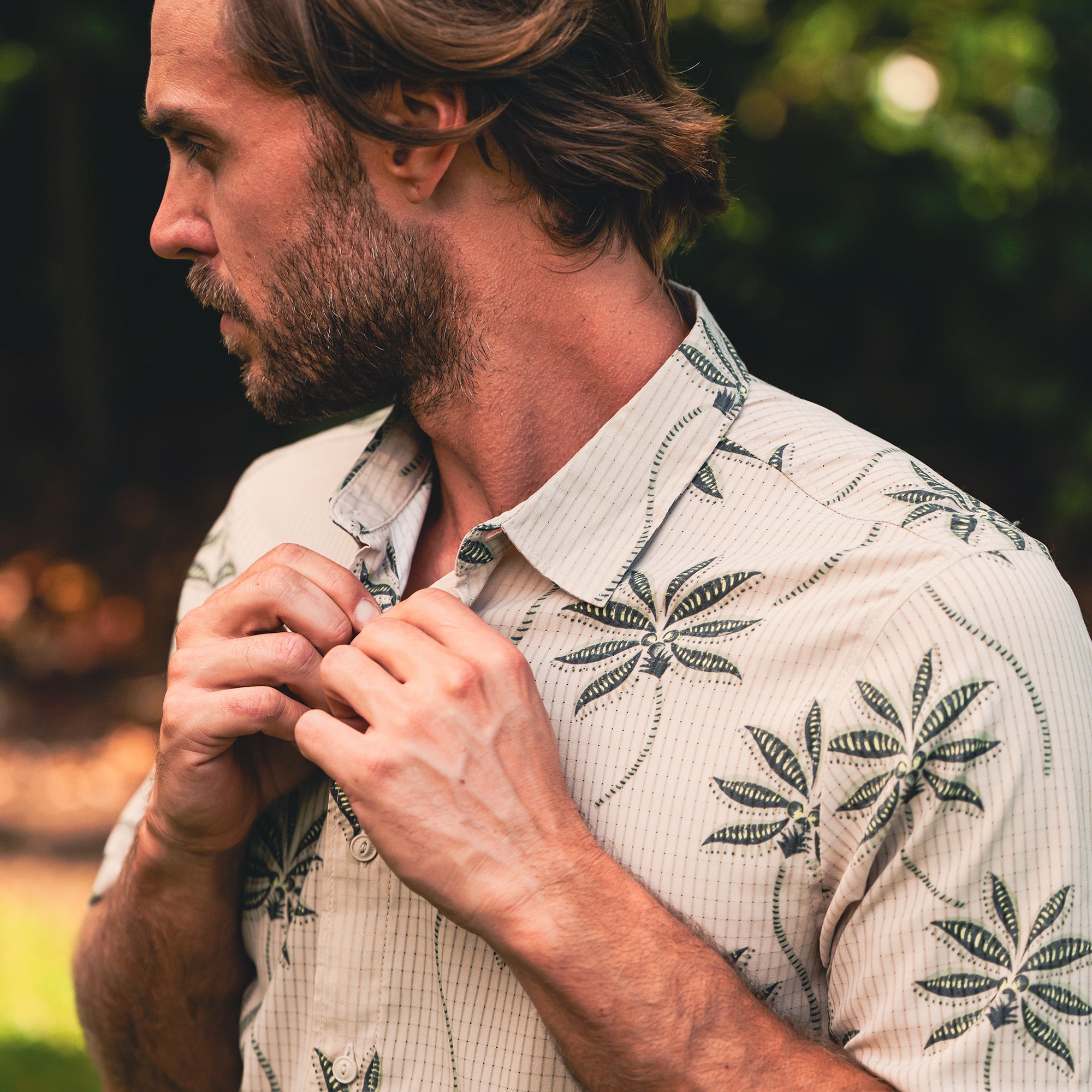 Bless Up Breathable Stretch Shirt in Fossil Print – Roark