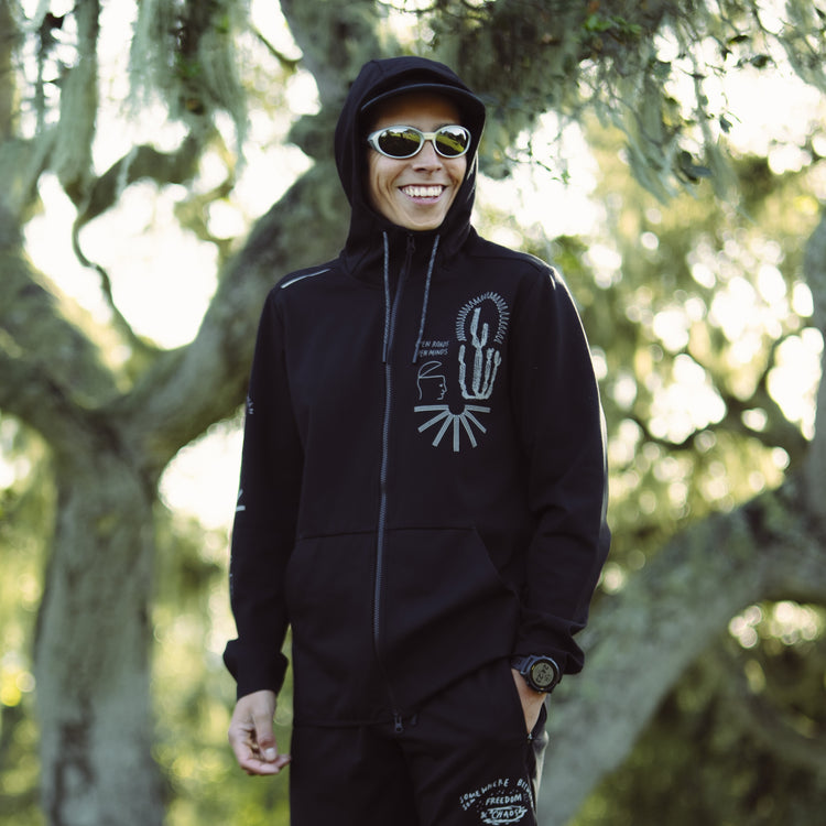hoodie goggles El Morro Zip Fleece 2.0 Hoodie in Black – Roark