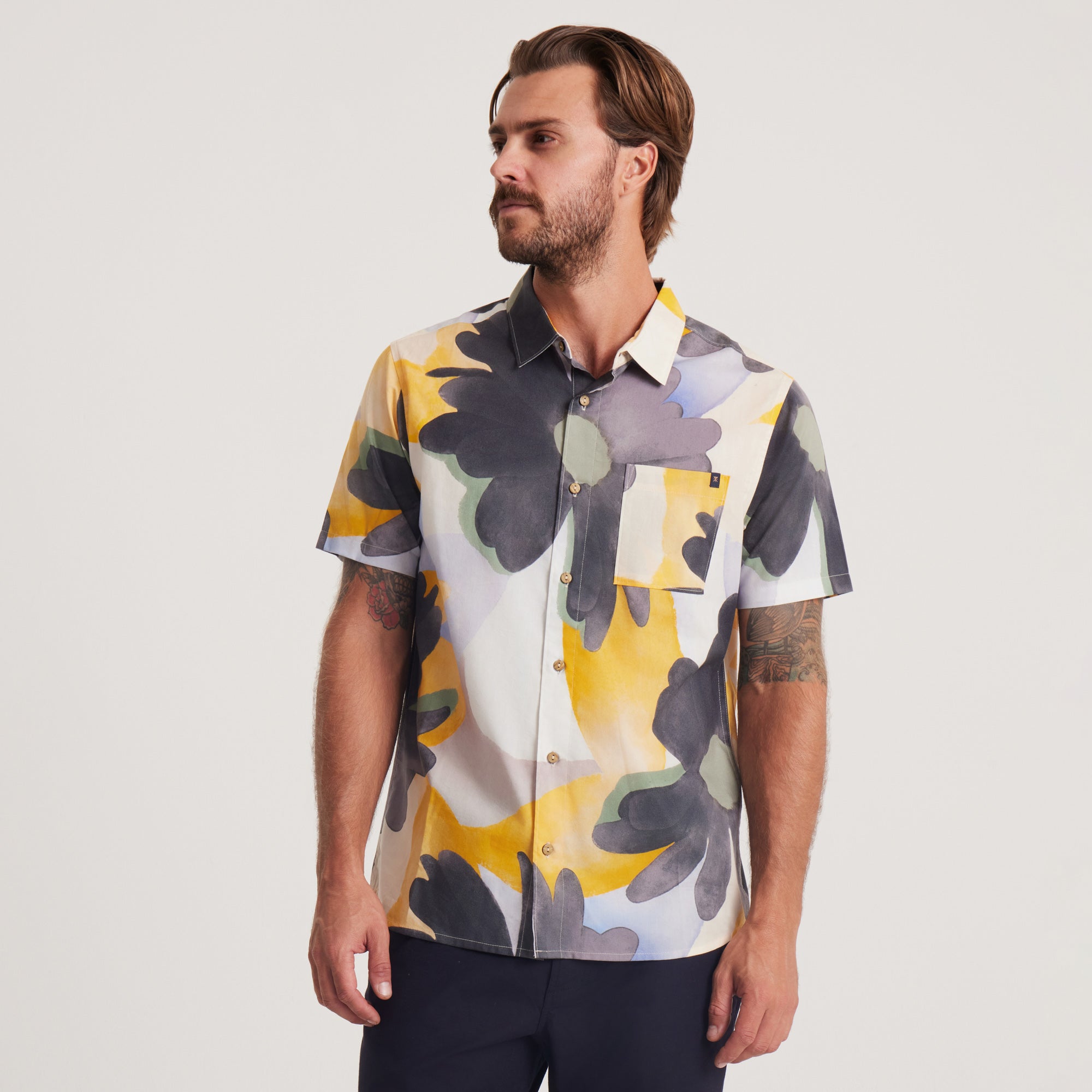 black and yellow floral top