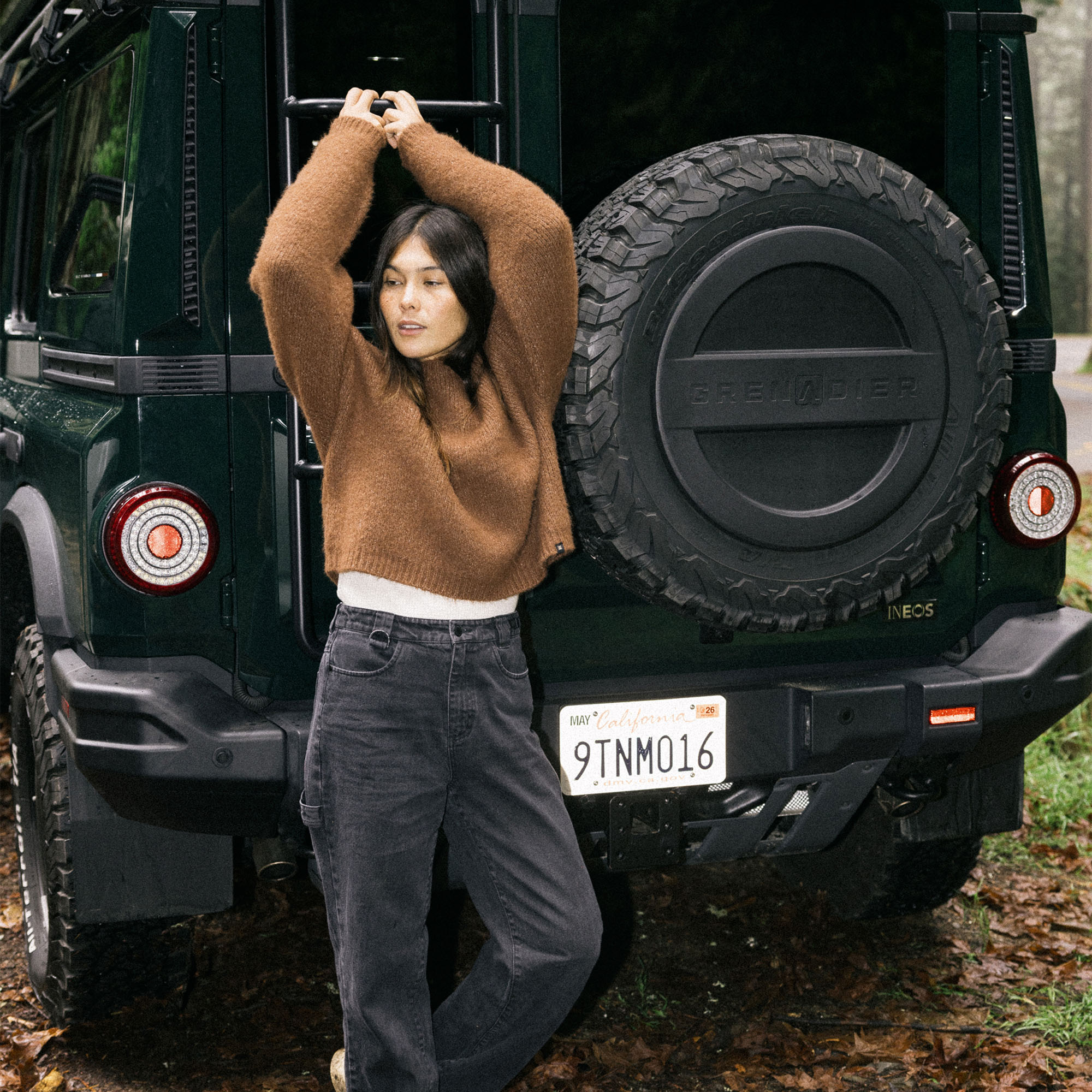 Rugged Jeep geared up for adventure, featuring durable denim, exemplifying the outdoor spirit akin to Roark's adventure-ready apparel.