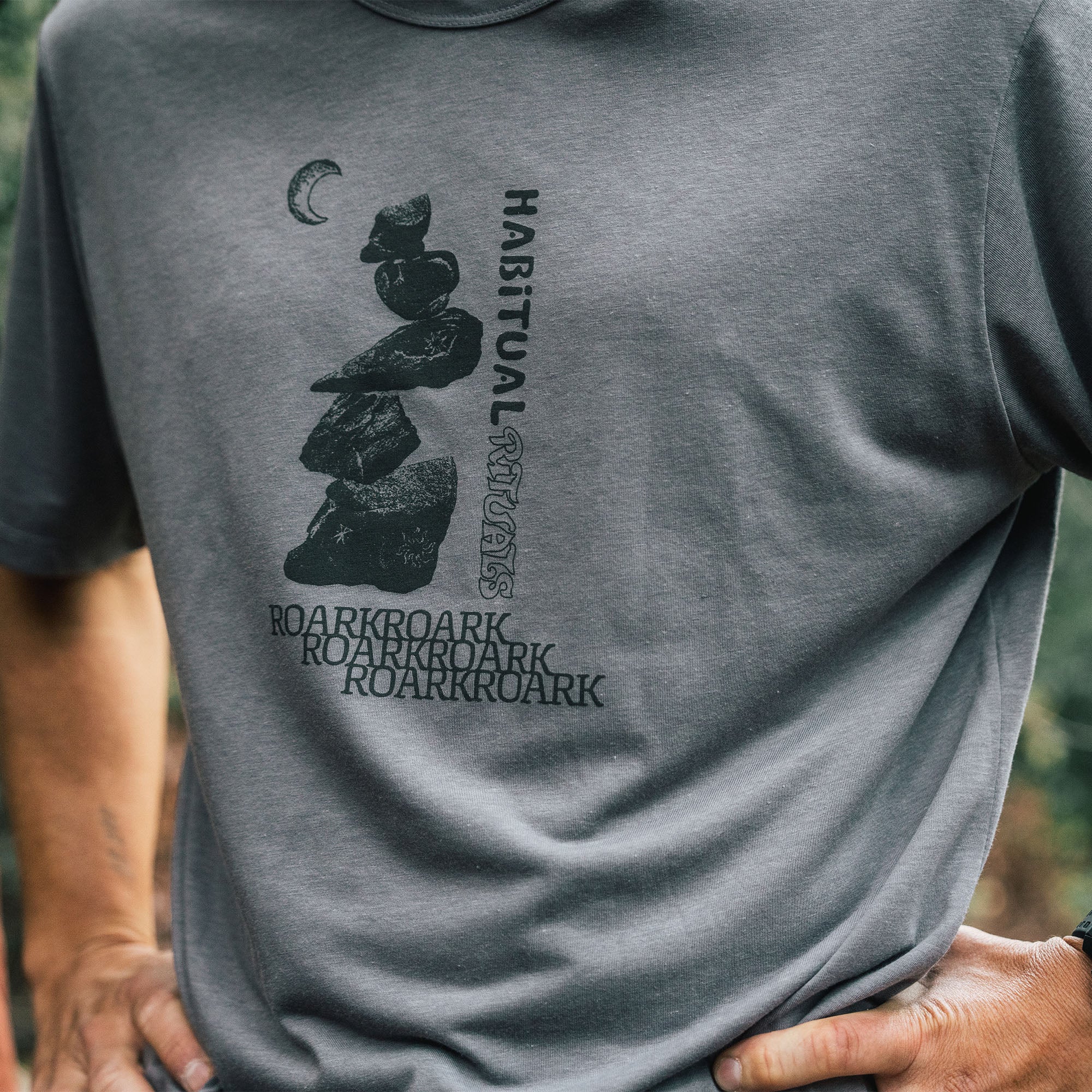 Close-up of a white Mathis Active Short Sleeve Tee, highlighting the lightweight and breathable fabric, perfect for outdoor adventures and travel.