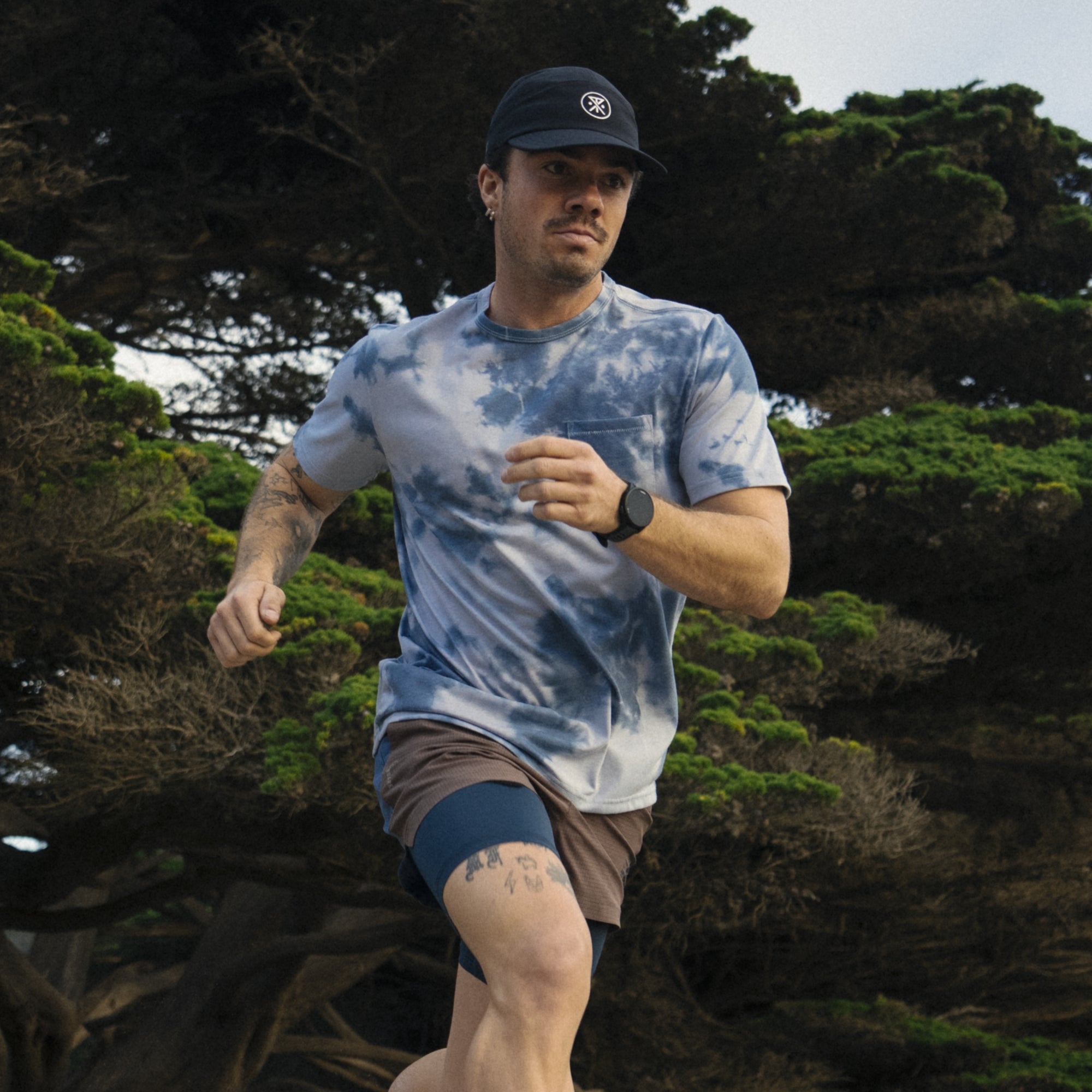 Mathis Active Tie Dye Pocket Short Sleeve Tee in Neptune Tie Dye