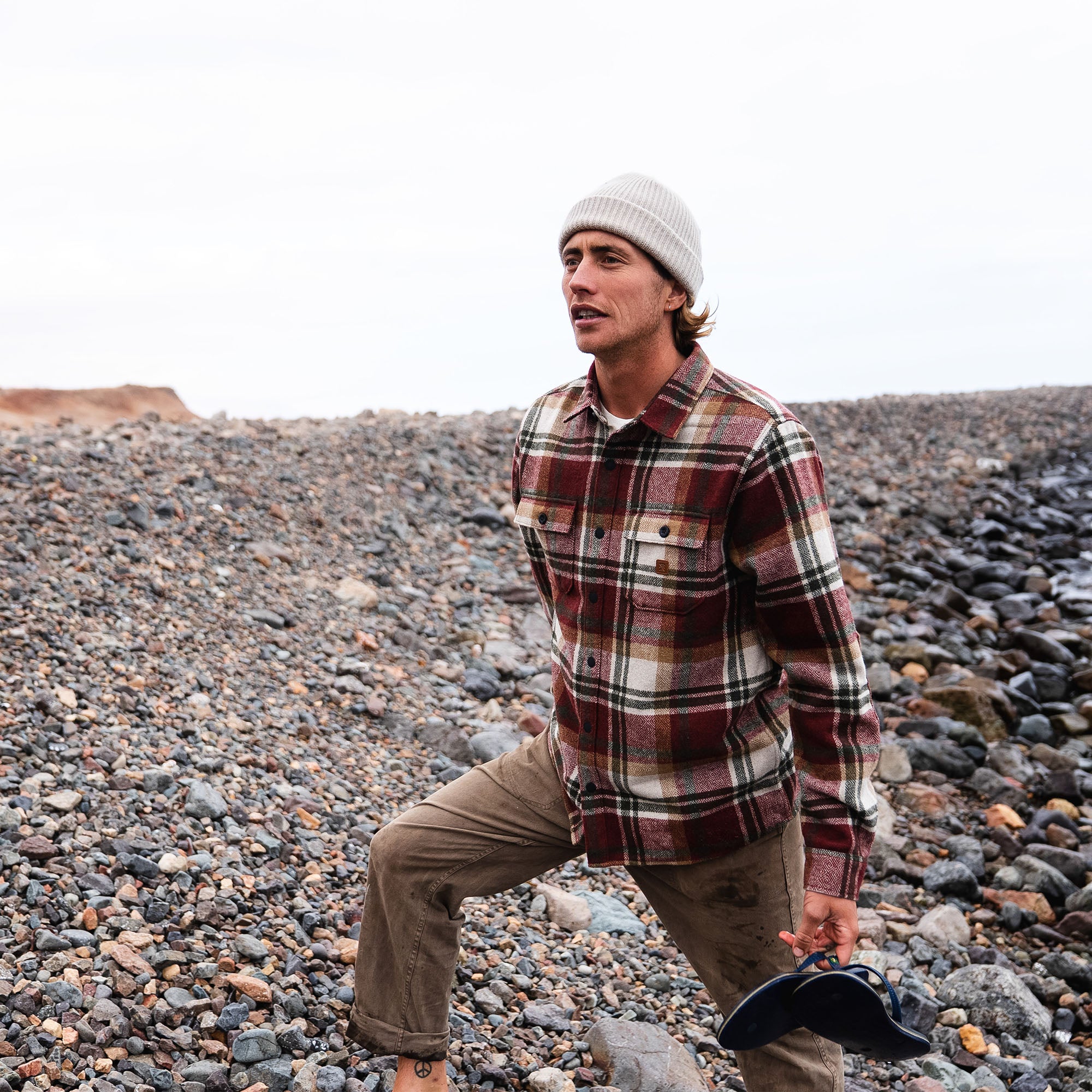 Stylish Nordsman long-sleeve plaid flannel shirt from Roark's Fall Adventure Collection, perfect for travel and outdoor activities.