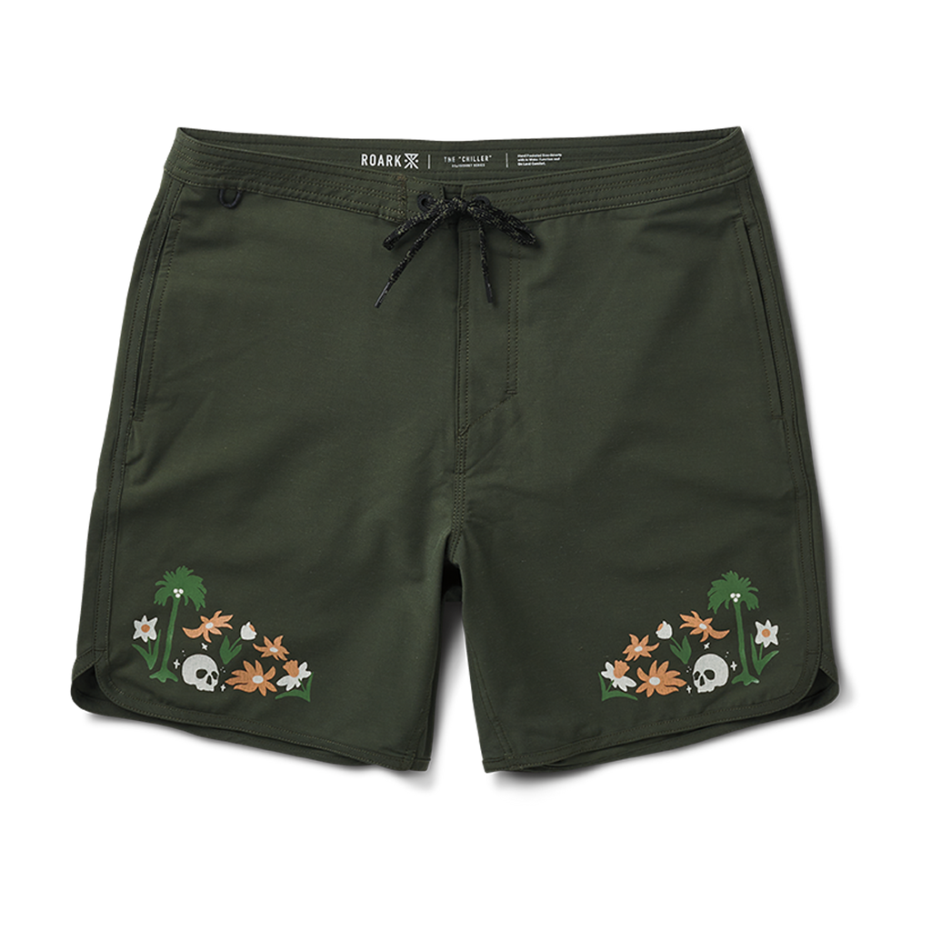 The front of Roark's Chiller Boardshorts 17" - Atoll Dark Military Big Image - 1
