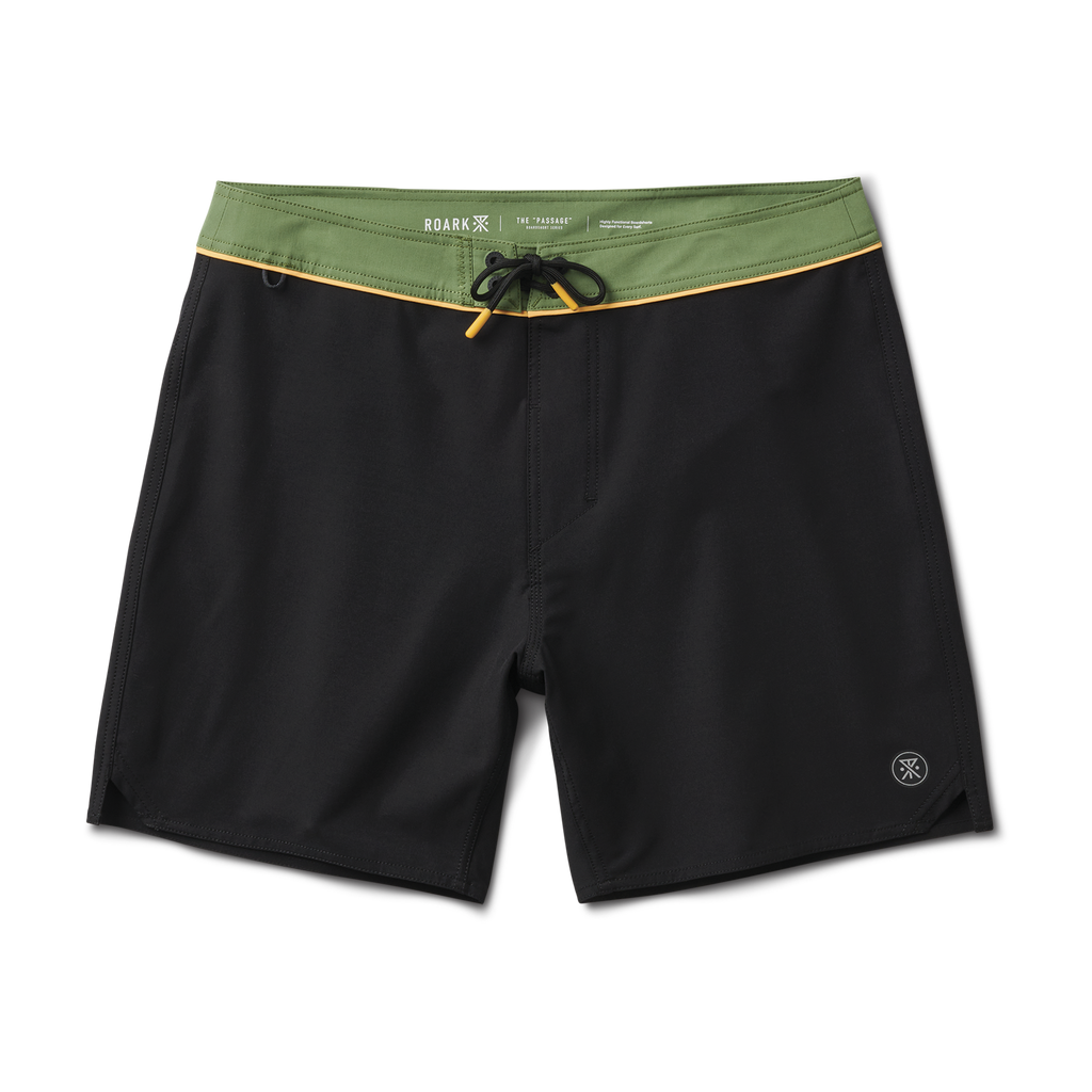 The front of Roark's Passage Boardshorts 17" - Solid Black Big Image - 1