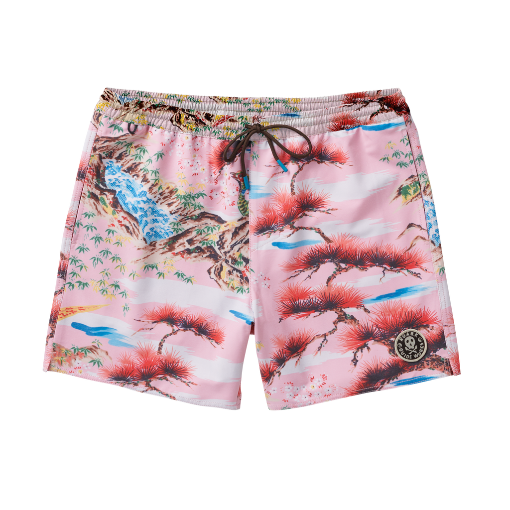 The front of Roark men's Shorey Boardshorts 16" - Pink Cherry Blossom Big Image - 1