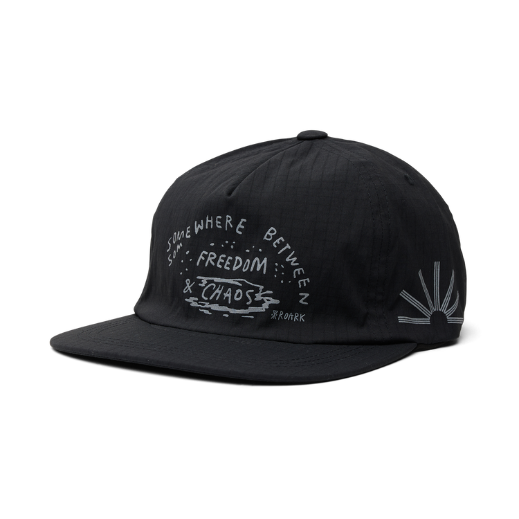 Mathis 5 Panel Strapback Hat in Chaos Black – Roark