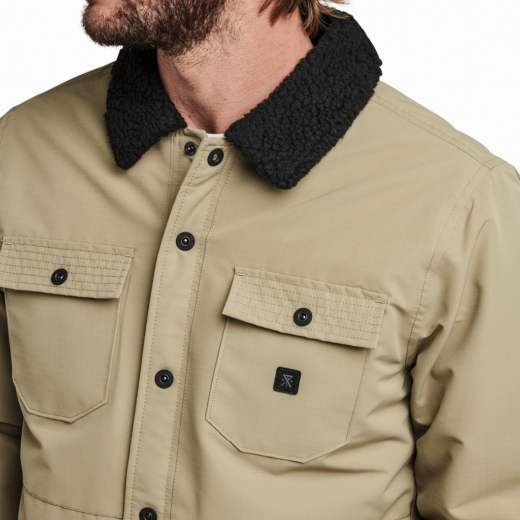 The model of Roark men's Hebrides Weatherproof Jacket - Dusty Green Big Image - 5