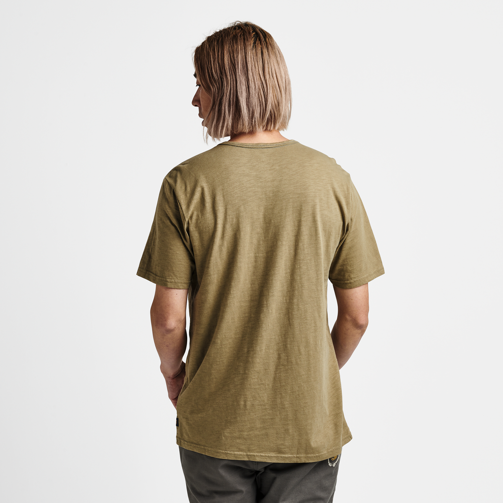 The on body view of Roark men's Well Worn Midweight Organic Tee - Dusty Green Big Image - 3