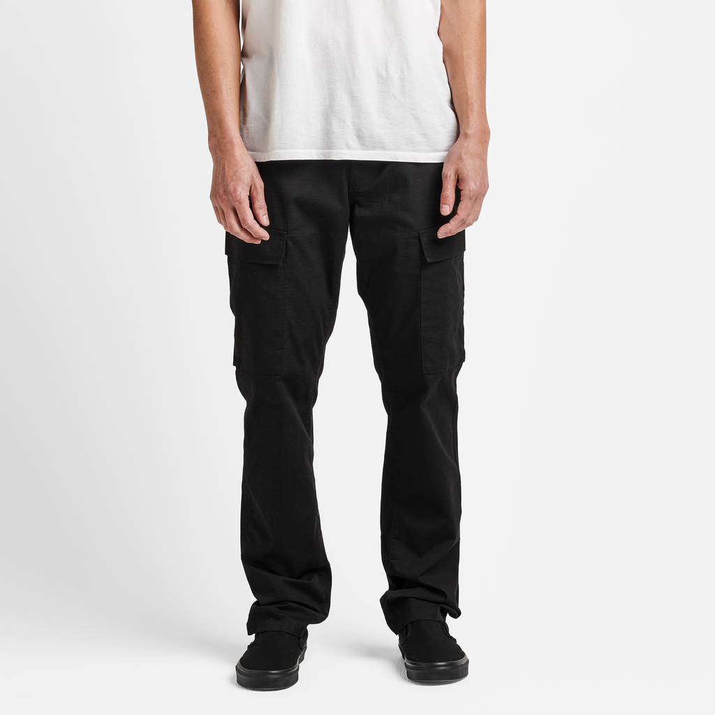 The on body view of Roark's Campover Cargo Pants in Black Big Image - 2