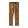 Roark Layover Traveler Pants in Dark Khaki, showcasing a close-up of the front of the pants.