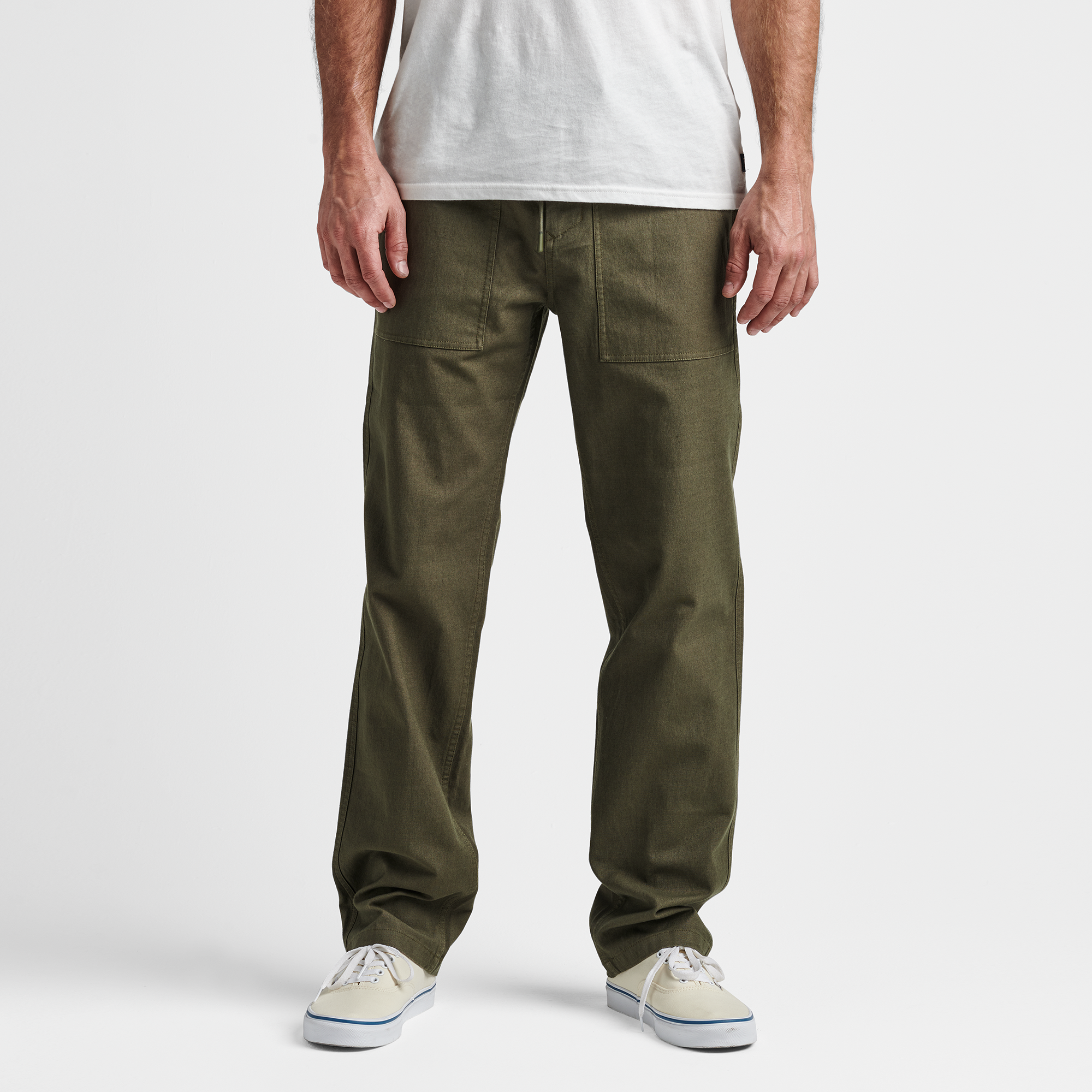 Roark Layover Utility Pants in Military, showcasing a front view of the pants.