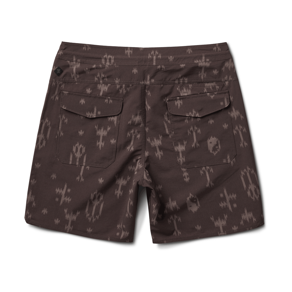 The back of Roark men's Layover Hybrid Trail Shorts 18" - Coffee Ikigai Big Image - 6