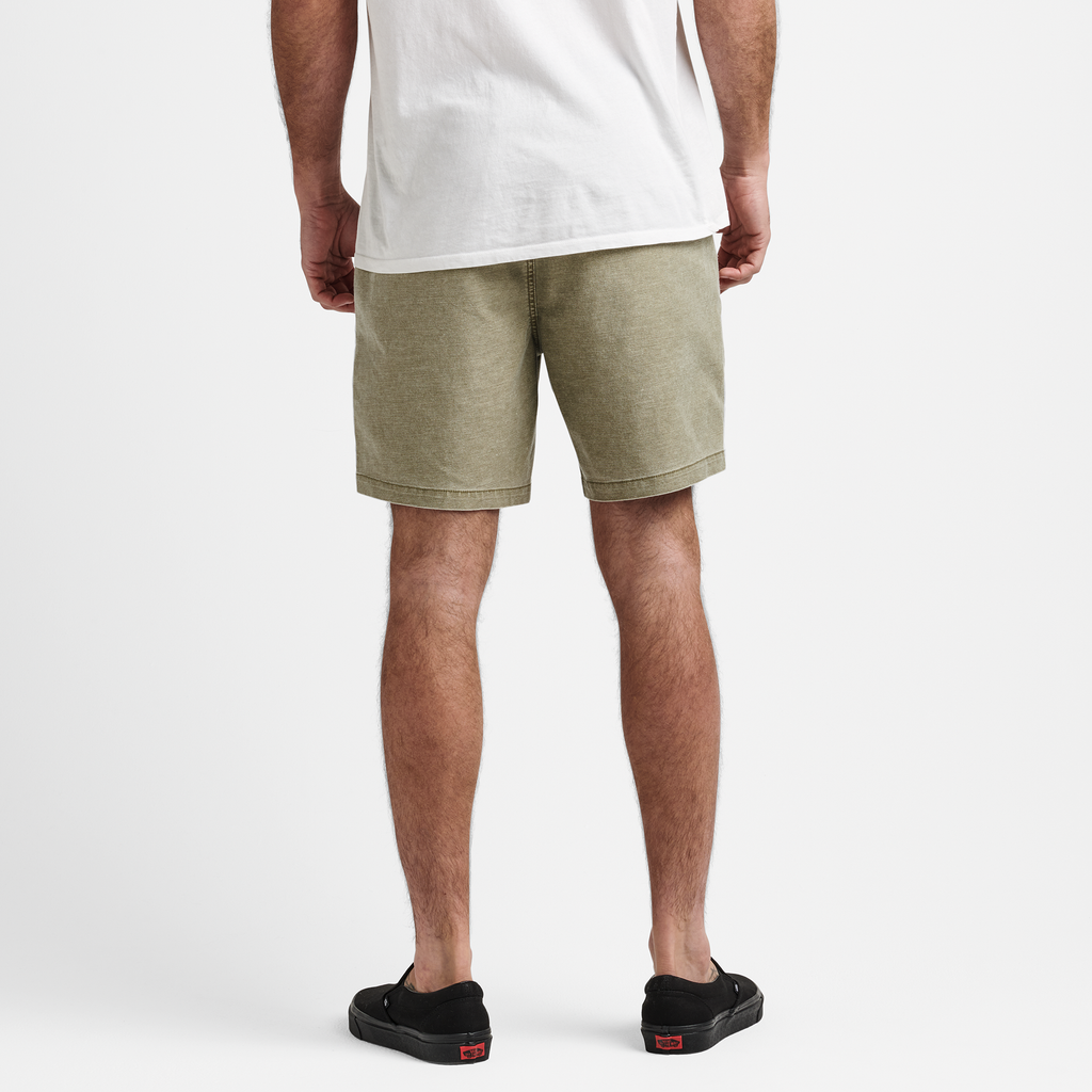 The model view of Roark men's Porter Wash Shorts 17" - Dusty Green Big Image - 3
