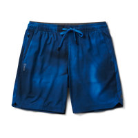 Vibrant blue boardshorts with drawstring and embroidered logo.