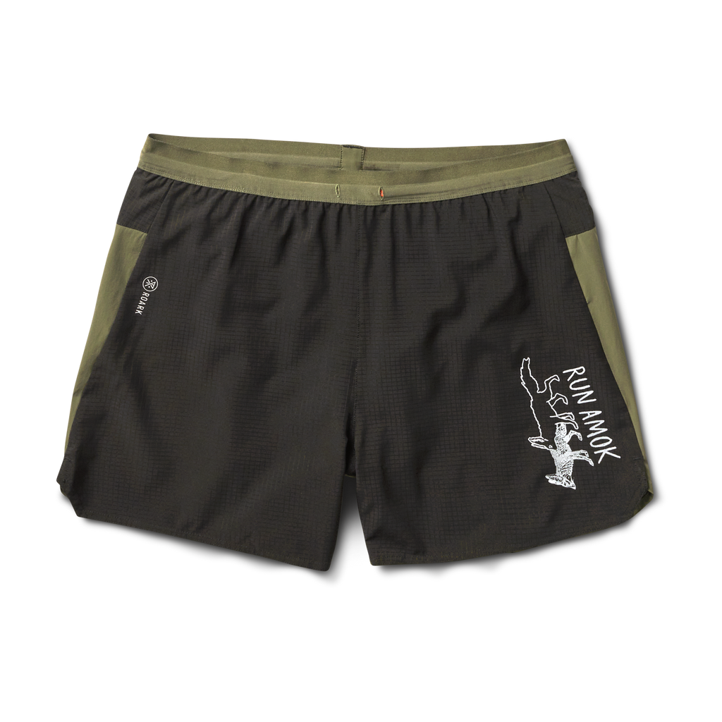 Roark Men's Outdoor Clothing and Gear | Alta Light Shorts 5" in Black / Military for runners. Big Image - 1