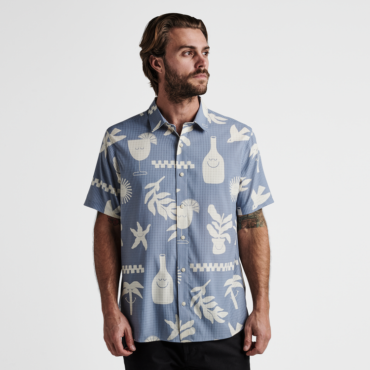 Tropical Beach Button-Up Shirt with Relaxing Prints