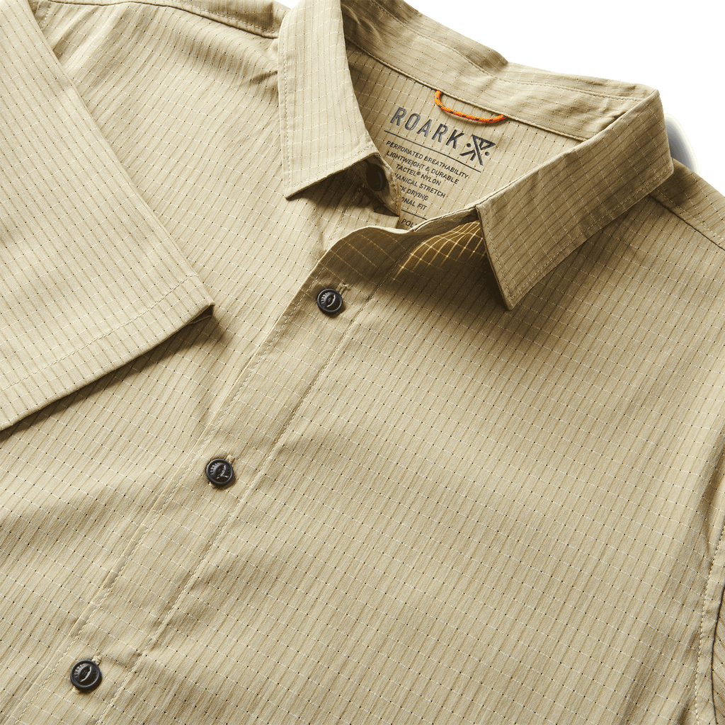 The collar of Roark men's Bless Up Breathable Stretch Shirt - Dusty Green Big Image - 7