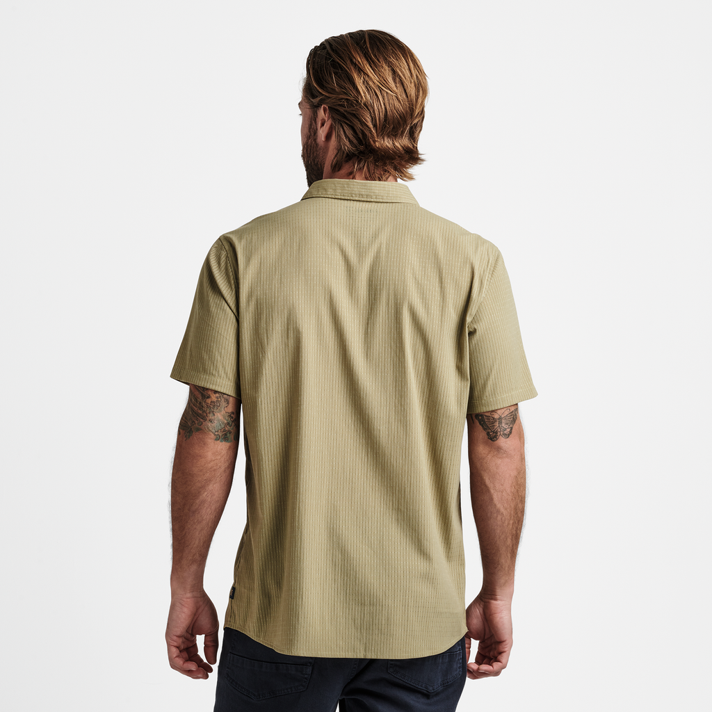 The model of Roark men's Bless Up Breathable Stretch Shirt - Dusty Green Big Image - 3