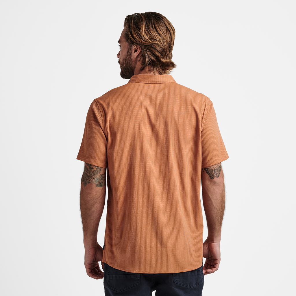 The model of Roark men's Bless Up Breathable Stretch Shirt - Rust Big Image - 3