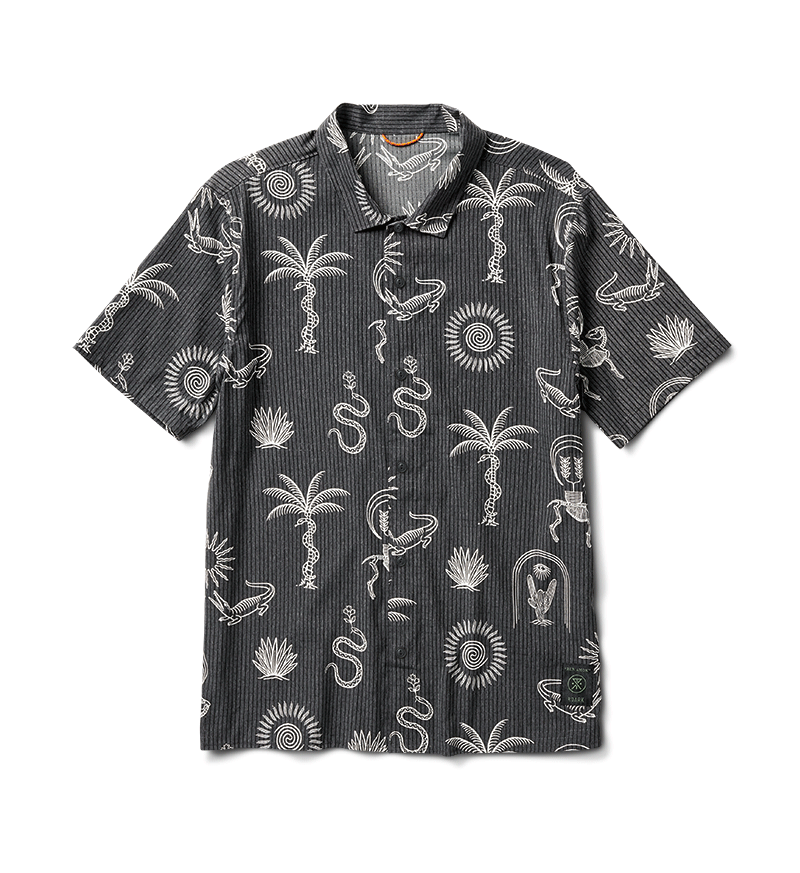 Roark's Men's Woven Bless Up Trail Button Up Shirt in Black and White. Big Image - 1