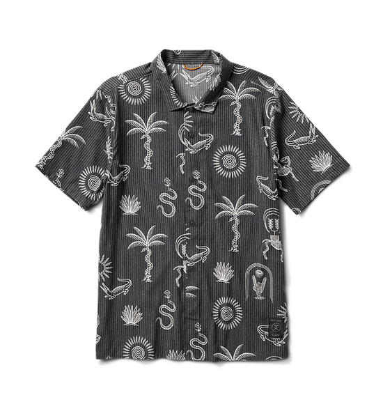 Roark's Men's Woven Bless Up Trail Button Up Shirt in Black and White.