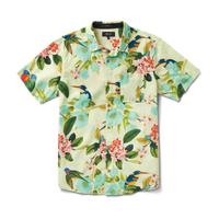 The front of Roark's Journey Shirt - Manu Floral Lime