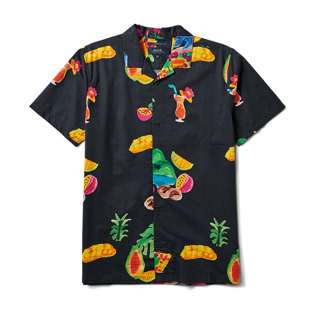 The front of Roark's Gonzo Camp Collar Shirt - Tahiti Treat Black Big Image - 1