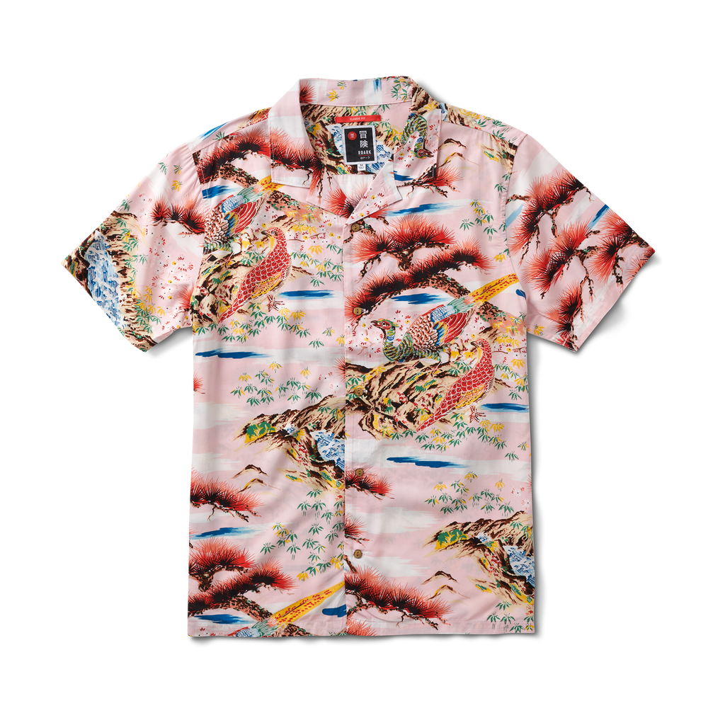 The front of Roark men's Gonzo Camp Collar Shirt - Aloha From Japan Pink Cherry Blossom Big Image - 1