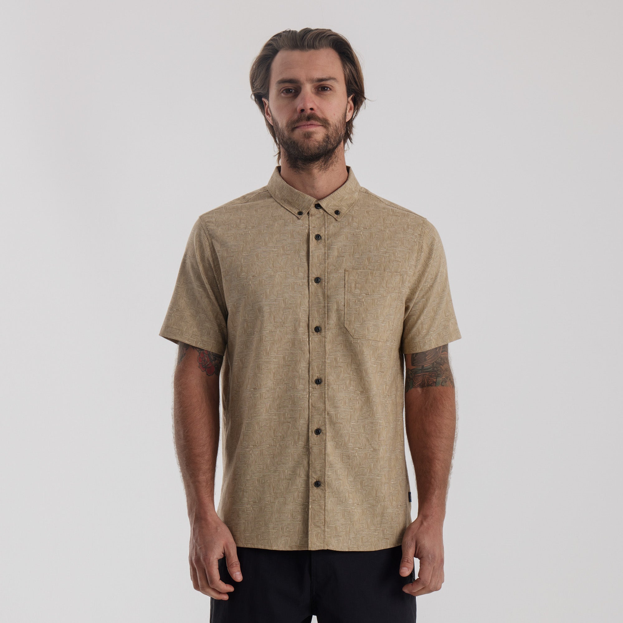 Stretch fashion button up shirt mens