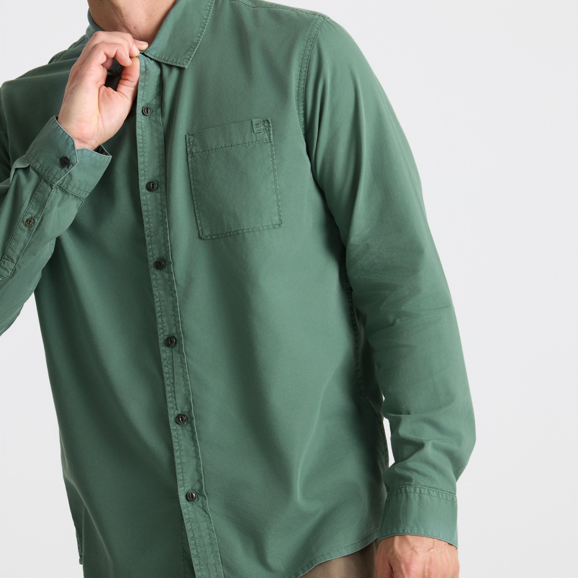 Made To Fade Long Sleeve Button Up Shirt in Washed Slate Green – Roark