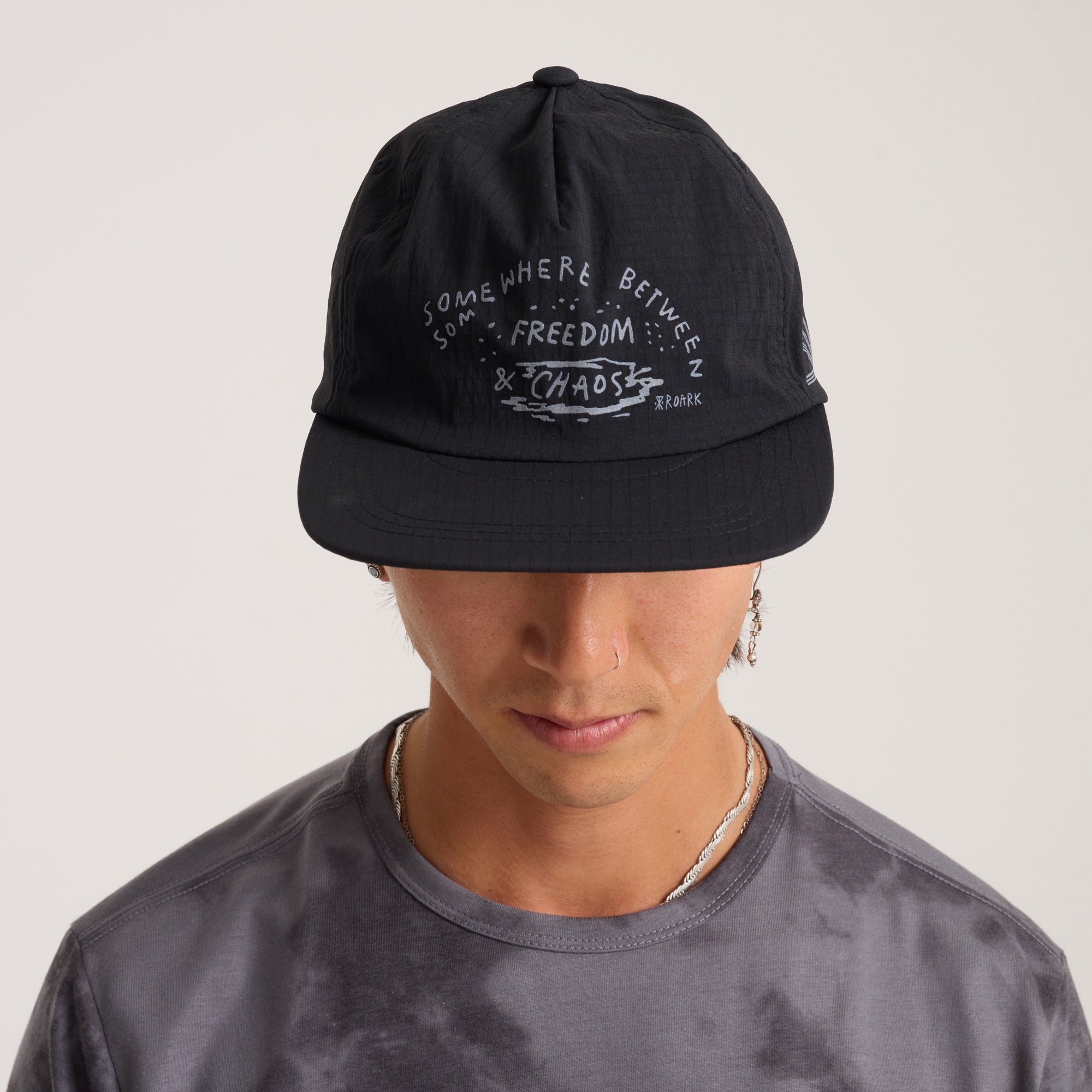 Mathis 5 Panel Strapback Hat in Chaos Black – Roark