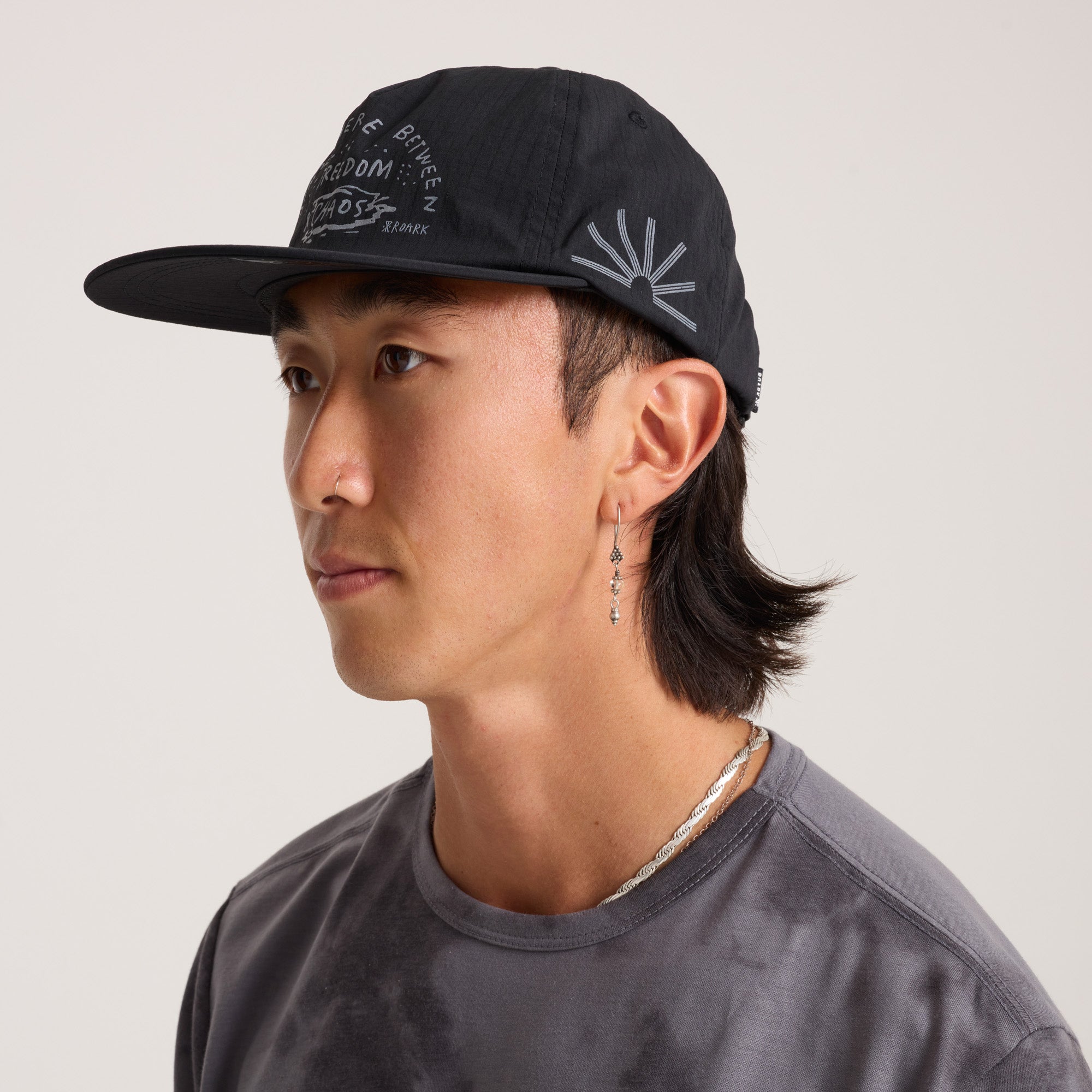 Mathis 5 Panel Strapback Hat in Chaos Black – Roark