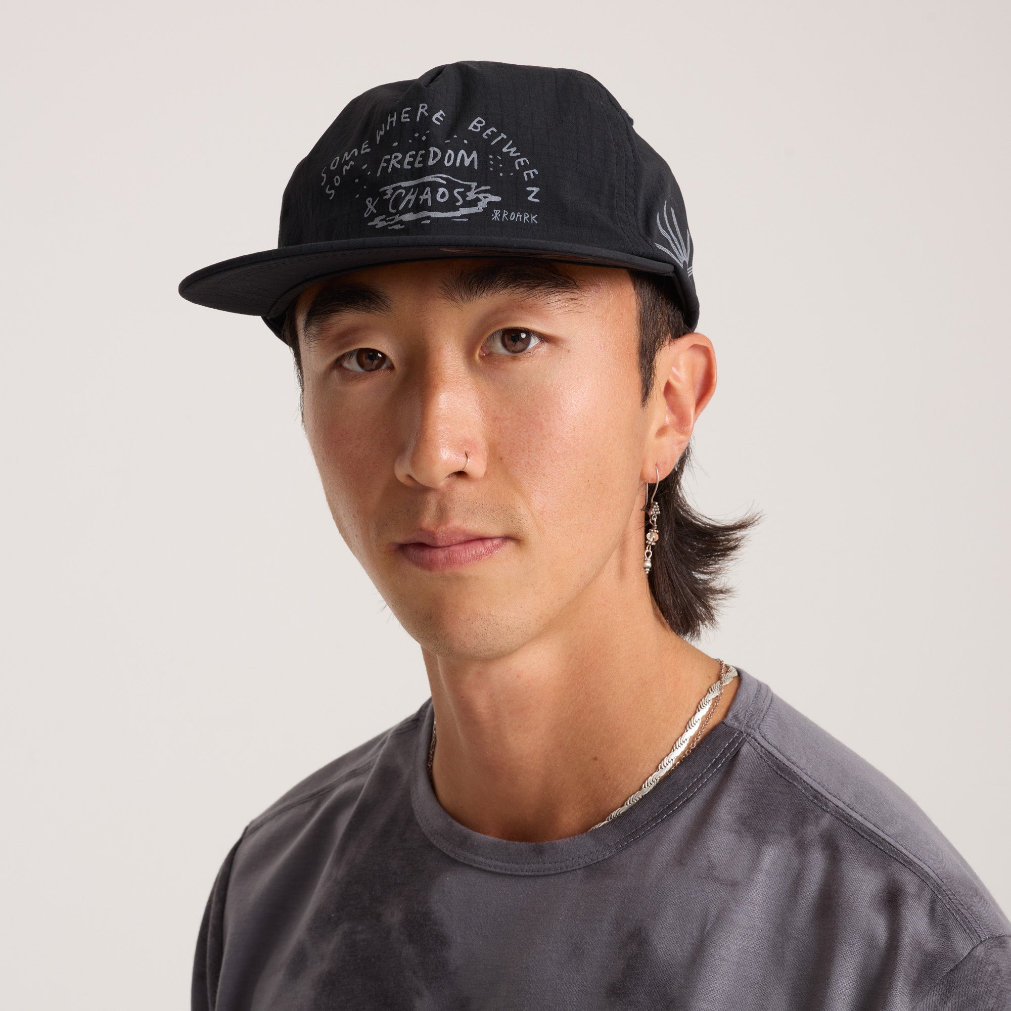 Mathis 5 Panel Strapback Hat in Chaos Black – Roark