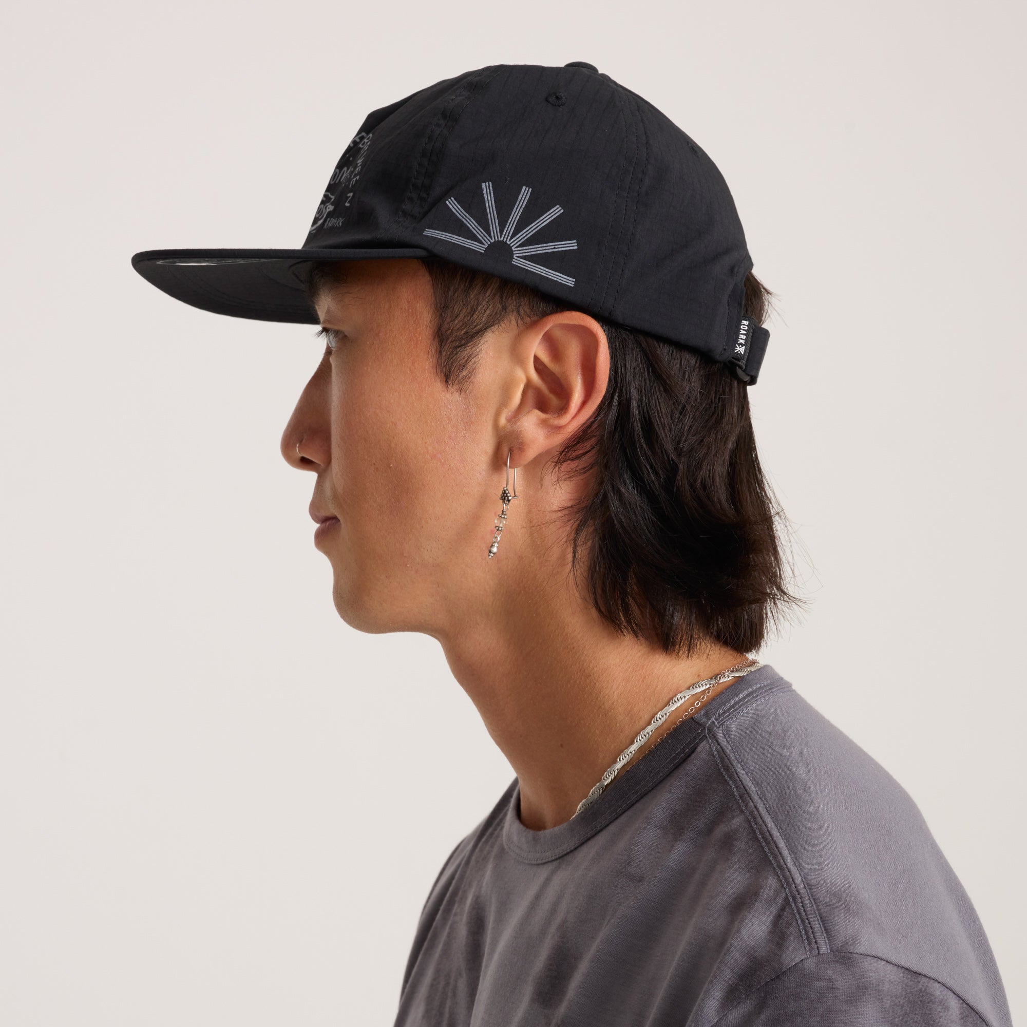 Mathis 5 Panel Strapback Hat in Chaos Black – Roark