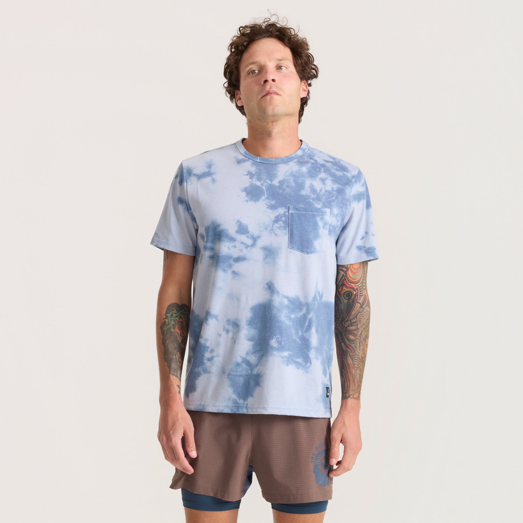 Mathis Active Tie Dye Pocket Short Sleeve Tee in Neptune Tie Dye