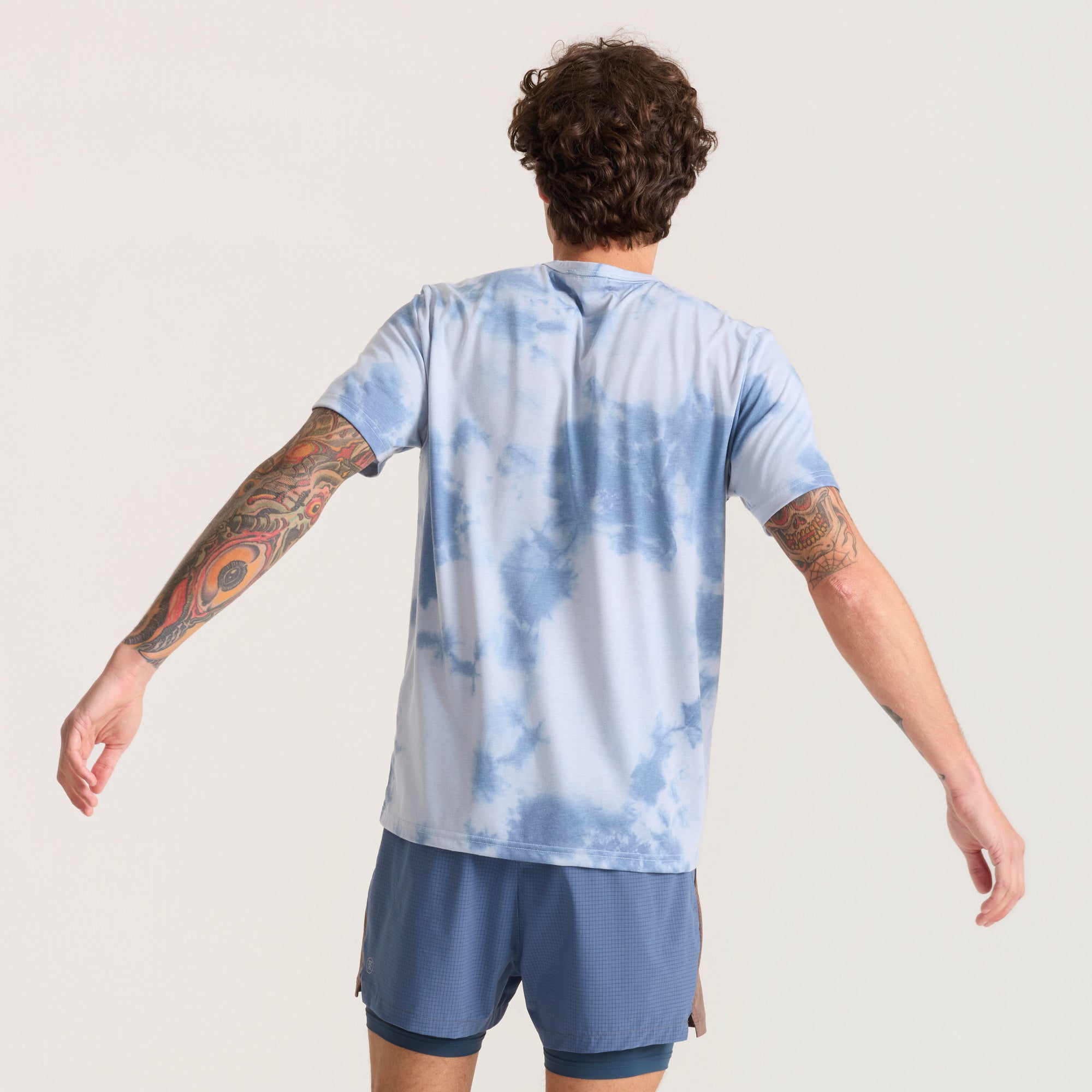 Mathis Active Tie Dye Pocket Short Sleeve Tee in Neptune Tie Dye