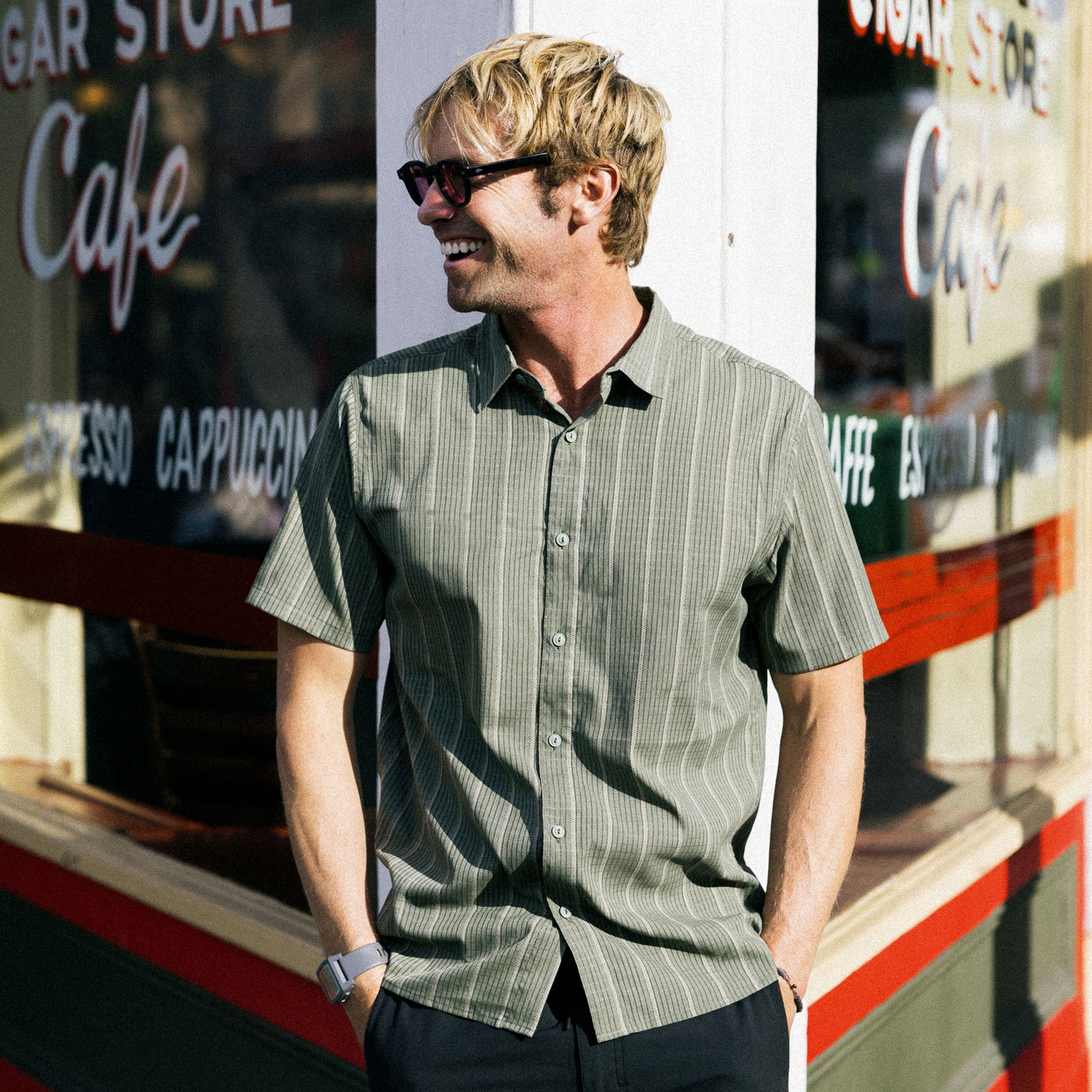 Bless Up Breathable Stretch Shirt in Military Stripes – Roark