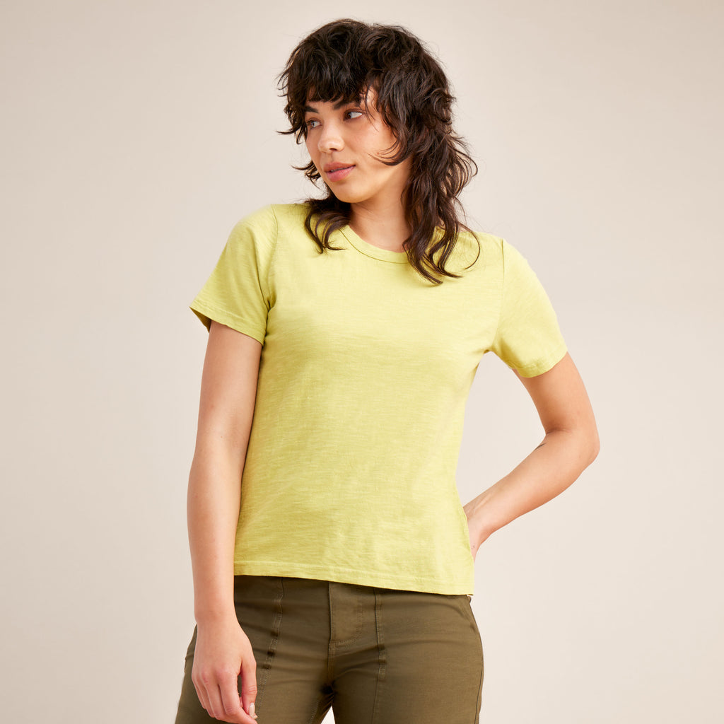The on body view of Roark women's Well Worn Short Sleeve Tee - Lime Big Image - 1