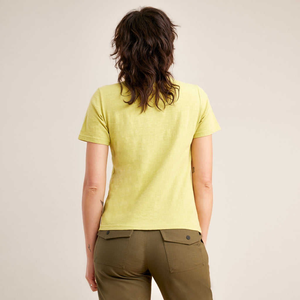 The on body view of Roark women's Well Worn Short Sleeve Tee - Lime Big Image - 2