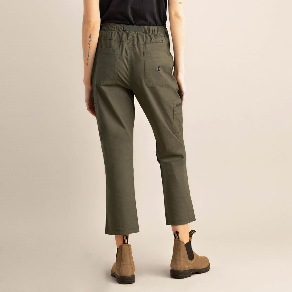 The on body view of Roark women's Campover Pants - Military Big Image - 2