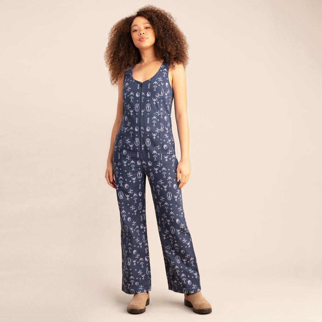 The on body view of Roark women's Outbound Jumpsuit - Deep Blue Big Image - 5
