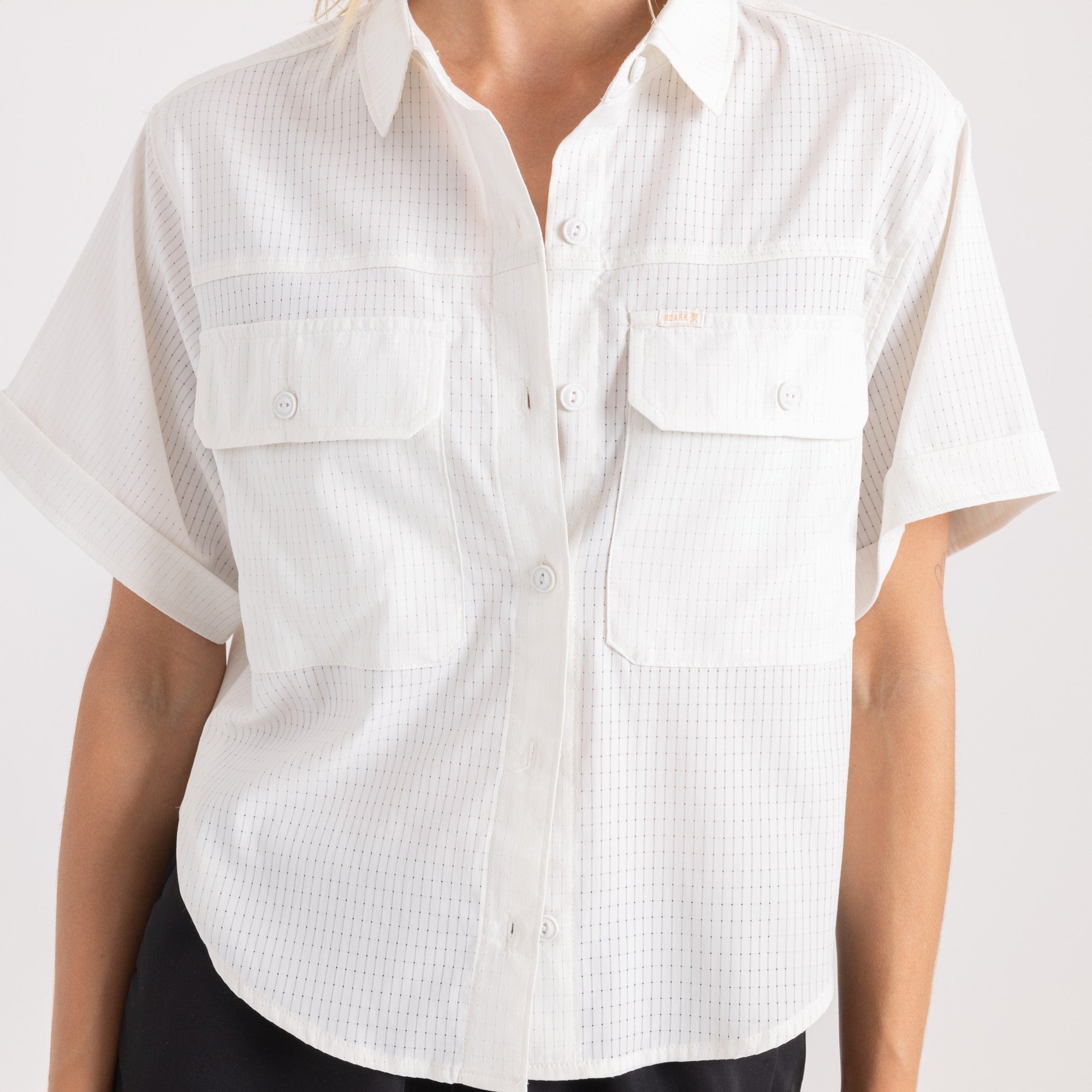 Bless Up Cropped Button Up Shirt in Mist – Roark