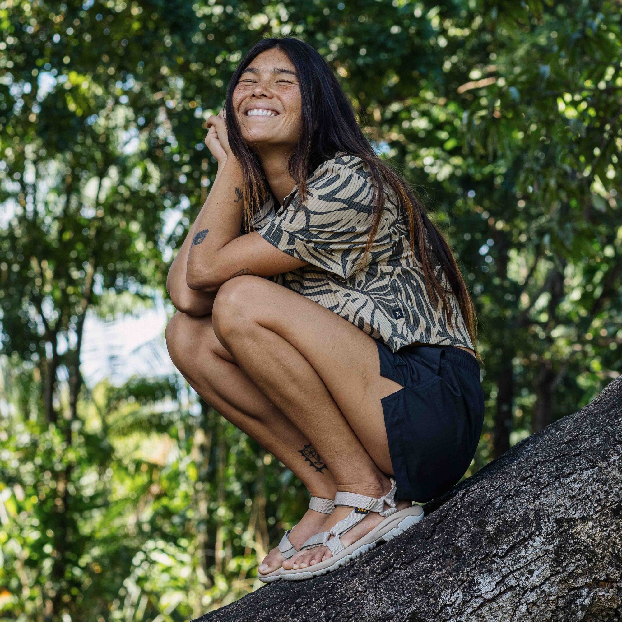 Woman in shorts enjoying a summer recreation activity, evoking a sense of adventure and outdoor exploration