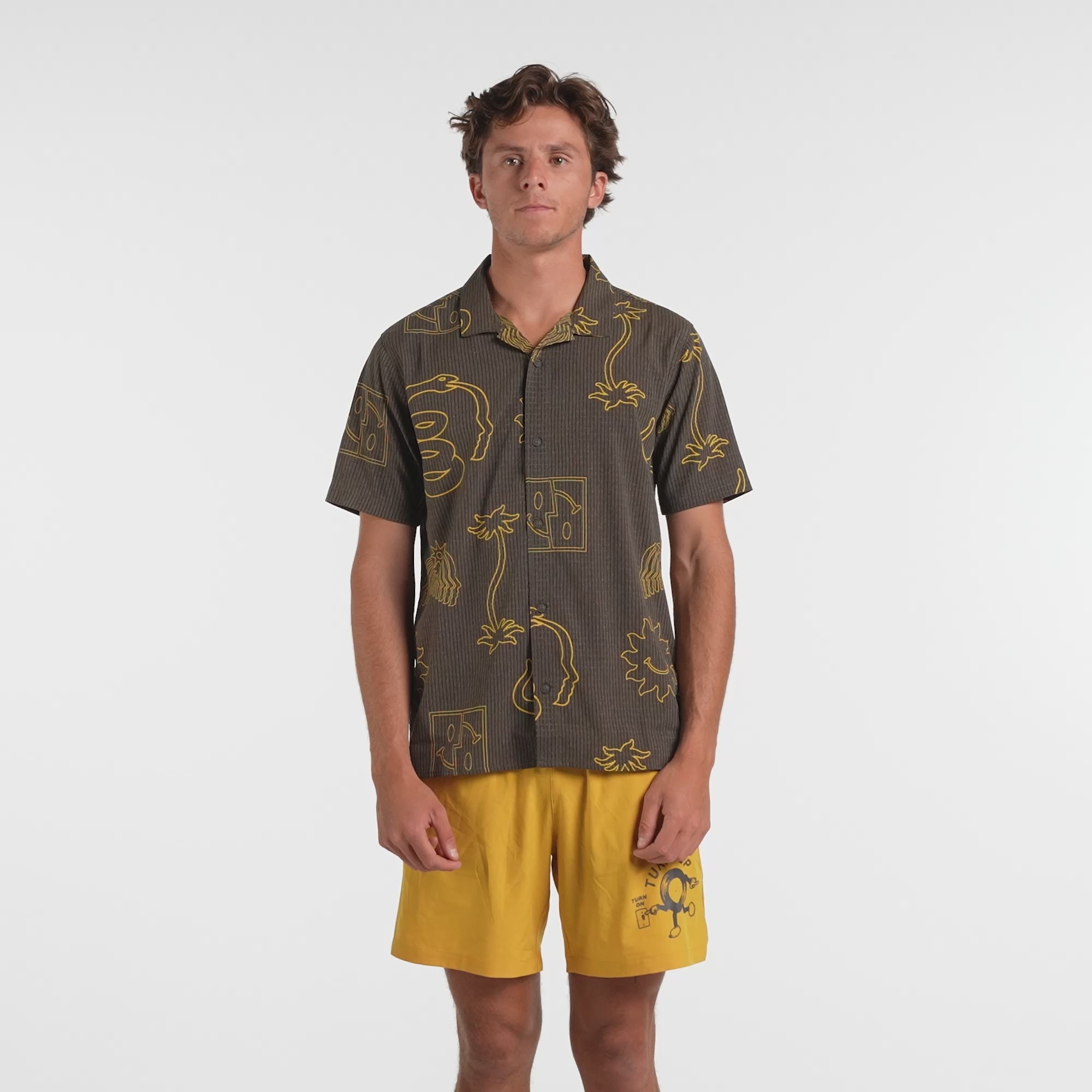 26SS ARAKI BUTTON TEE yellow ad ぼの様 Bless Up Trail Button Up Shirt - Kaffa | Roark