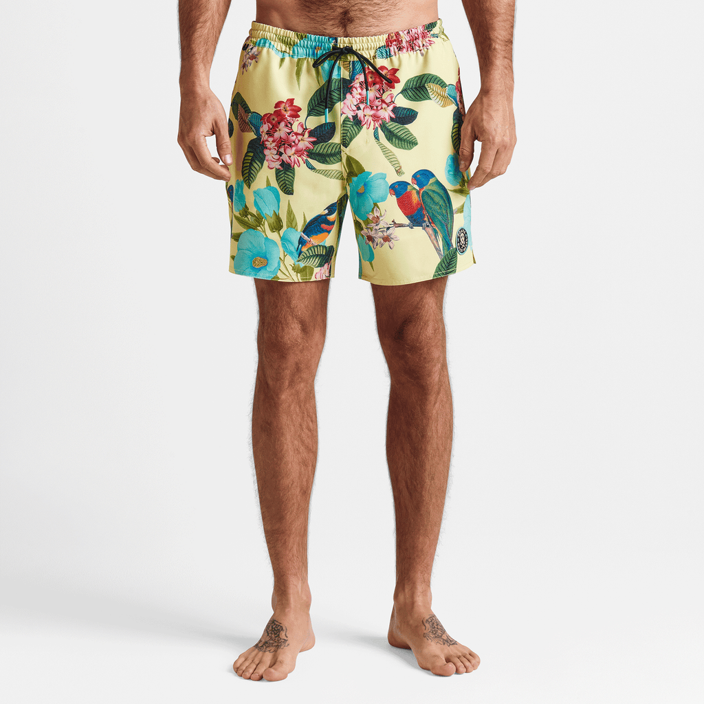 The on body view of Roark's Shorey Boardshorts 16" - Manu Floral Lime Big Image - 2