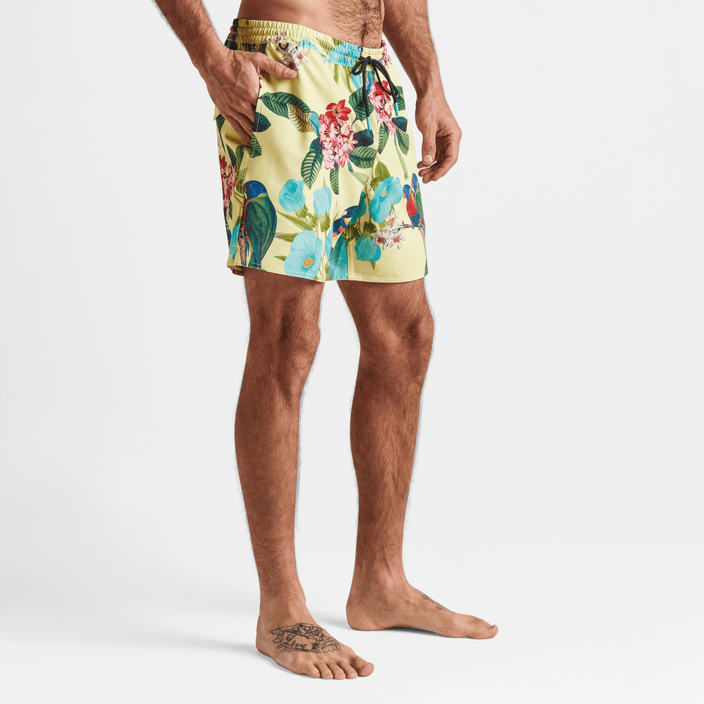 The on body view of Roark's Shorey Boardshorts 16" - Manu Floral Lime Big Image - 4